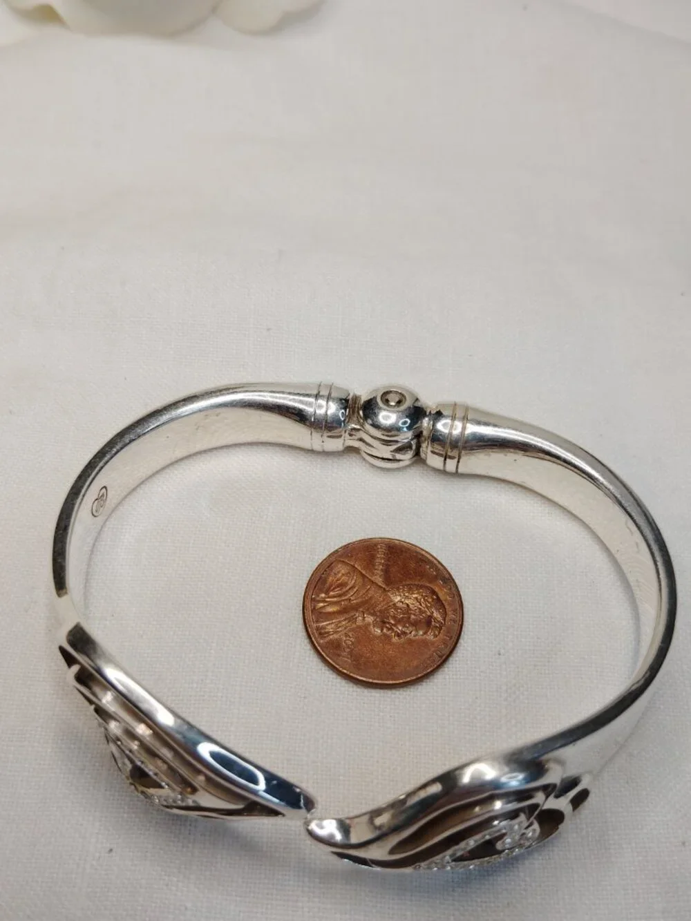 Brighton Double Heart Rhinestone Clamper Bracelet